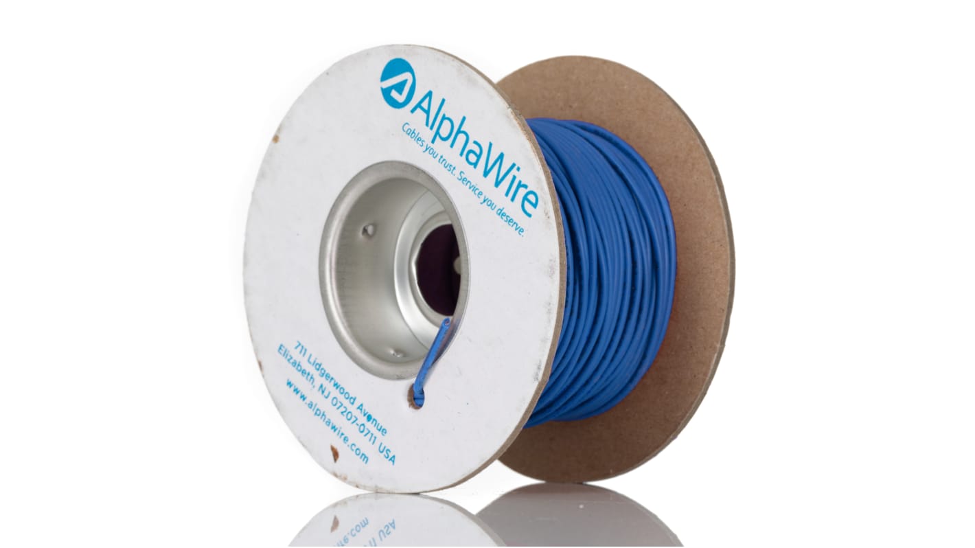 Alpha Wire Ecogen Ecowire Series Blue 0.75 mm² Hook Up Wire, 18 AWG, 16/0.25 mm, 30m, MPPE Insulation, 6715 BL005