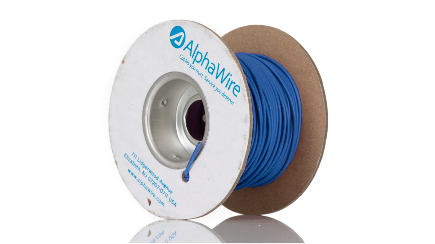 Alpha Wire Einzeladerleitung 0,75 mm², 18 AWG 30m Blau MPPE isoliert Ø 1.7mm 16/0,25 mm Litzen UL11028