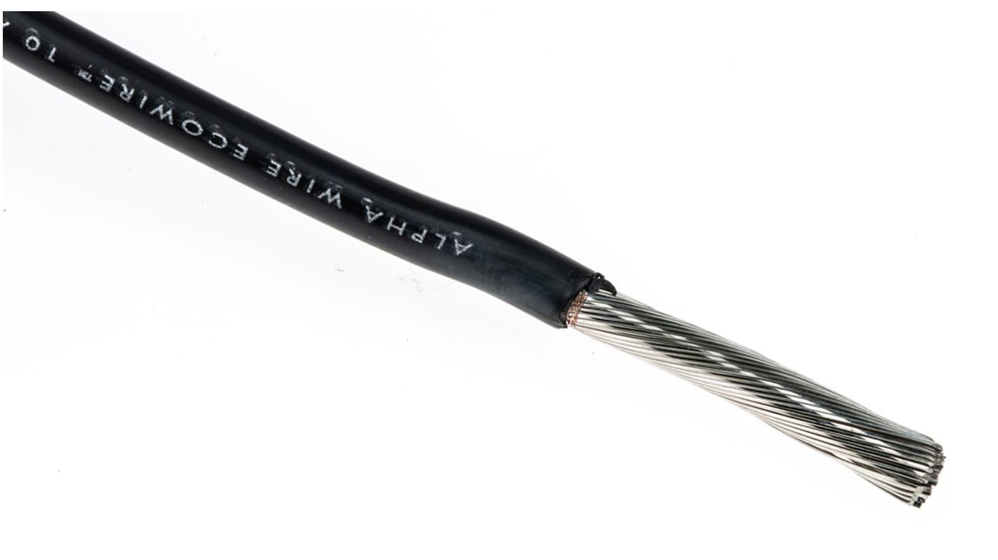 Alpha Wire 黑色电线, 5.2 mm², 30m长, 10 AWG, 600 V, 最高+105°C, MPPE绝缘, Ecogen Ecowire系列