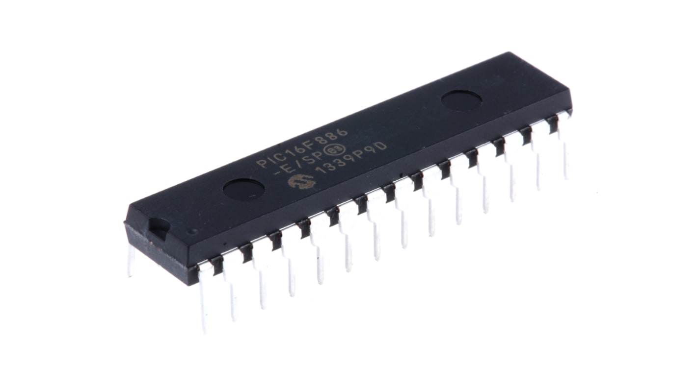 Microcontrolador Microchip PIC16F886-E/SP, núcleo PIC de 8bit, RAM 368 B, 20MHZ, SPDIP de 28 pines