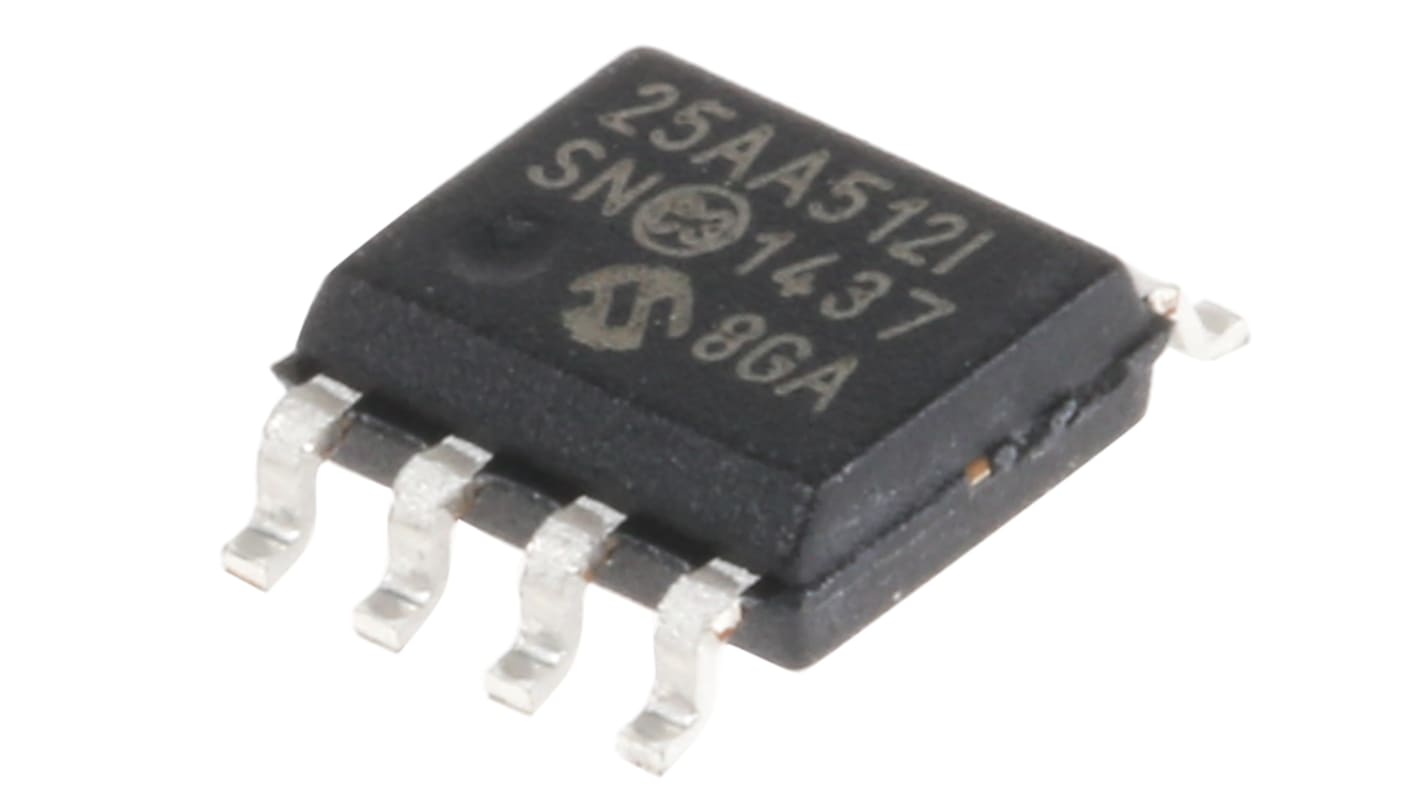 Microchip 串行EEPROM, 512Kbit, 串行 - SPI接口, SOIC封装, 8引脚, 表面贴装