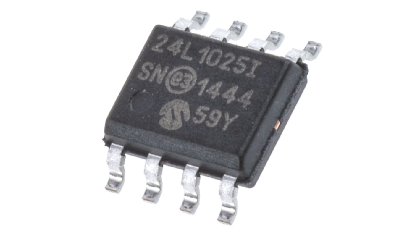 AEC-Q100 Soros EEPROM memória 24LC1025-I/SN 1Mbit, 128 x, 8bit Soros 2 eres, 900ns, 8-tüskés SOIC