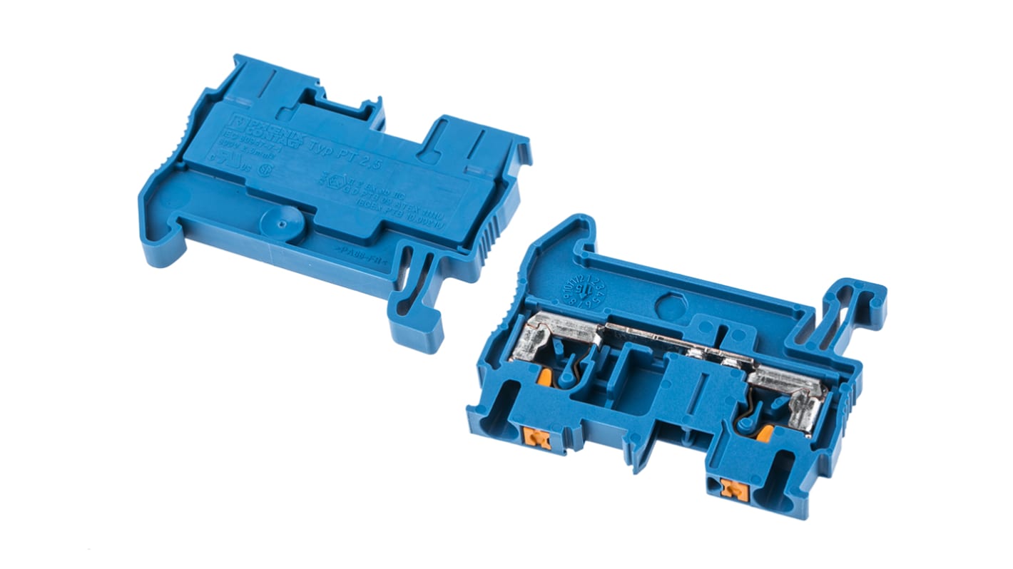 Phoenix Contact 3209523 PT 2.5 BU Series Blue, 0.14 → 4mm², Single-Level, Push In Termination