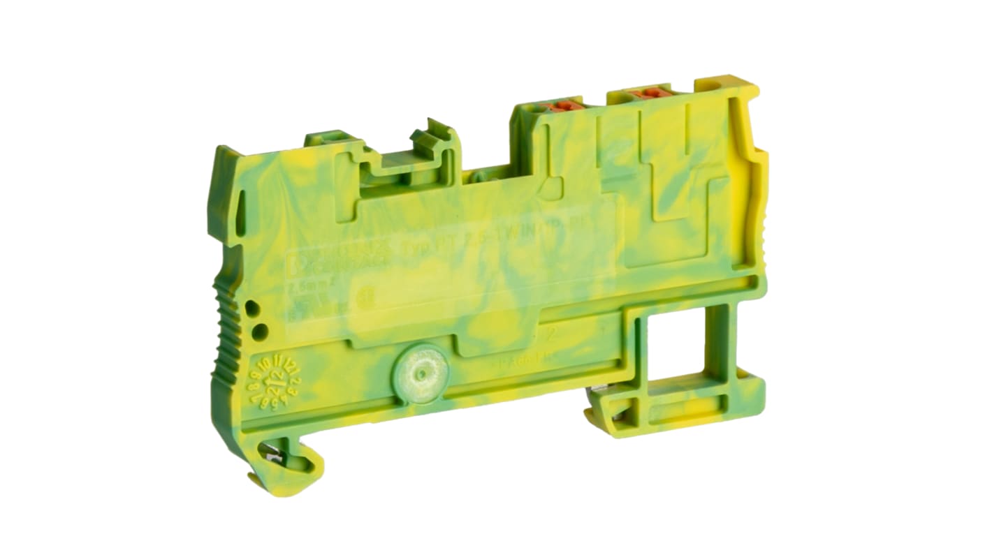 Phoenix Contact 3209659 PT 2.5-TWIN/1P-PE Series Green/Yellow, 0.14 → 4mm², Single-Level, Plug In Termination