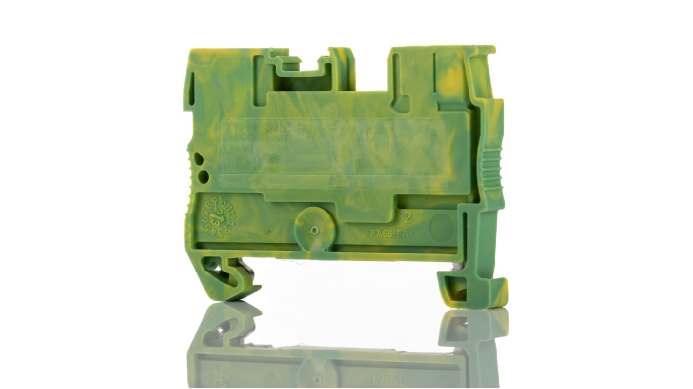 Phoenix Contact 3210059 PT 2.5/1P-PE Series Green/Yellow, 0.14 → 4mm², Single-Level, Plug In Termination