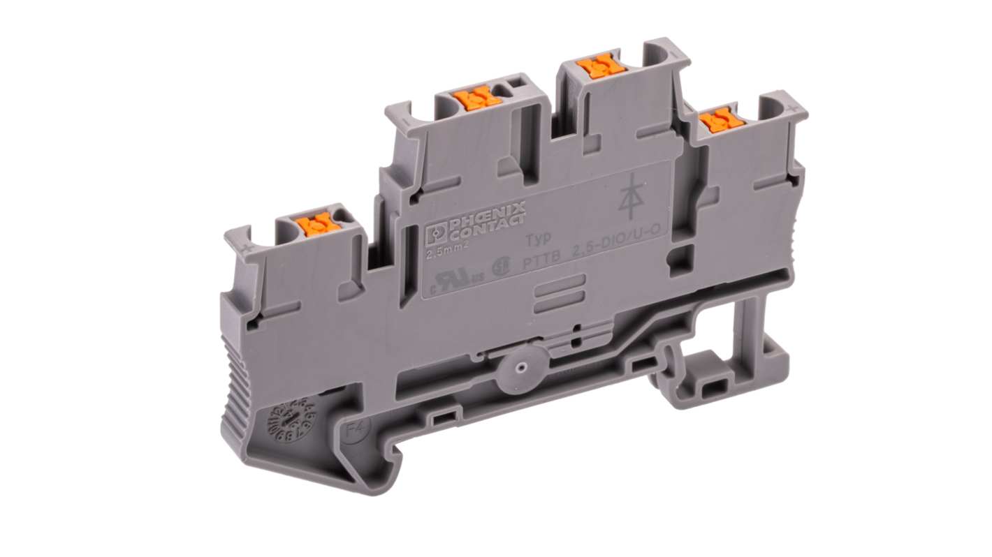 Phoenix Contact 3210936 PTTB 2.5-DIO/U-O Series Grey, 0.14 → 4mm², Double-Level, Push In Termination