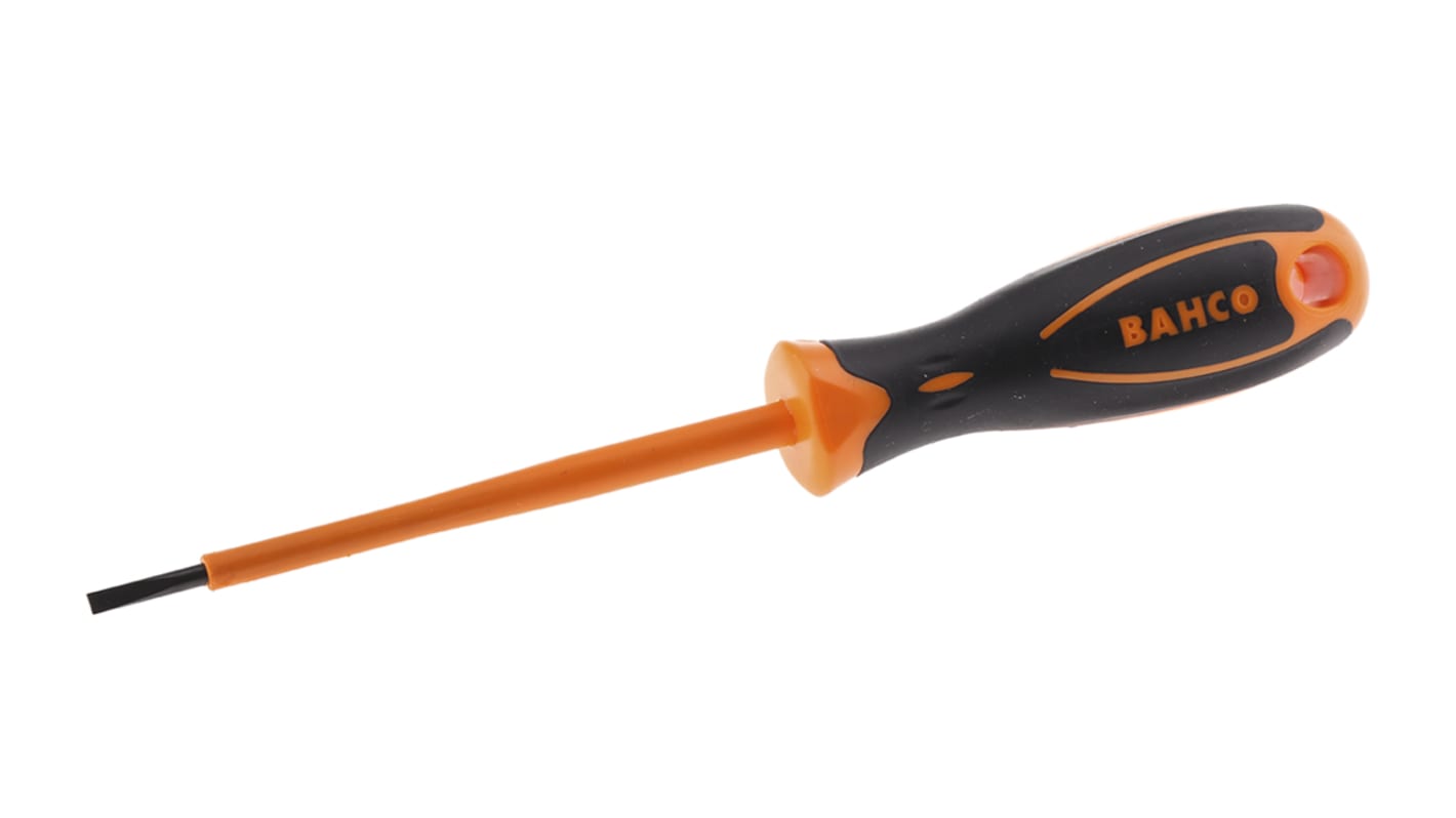Bahco Flat Screwdriver, 0.5 x 3 mm Tip, 100 mm Blade, VDE/1000V, 190 mm Overall