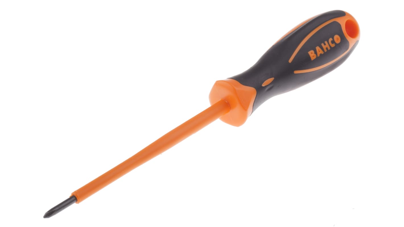 Bahco Phillips Screwdriver, PH0 Tip, 100 mm Blade, VDE/1000V, 190 mm Overall