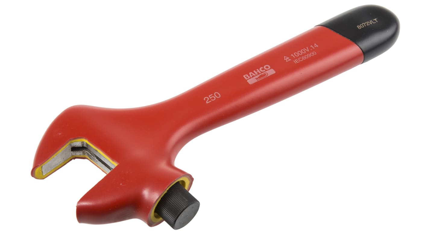 Bahco Adjustable Spanner, 255 mm Overall, 34mm Jaw Capacity, Insulated Handle, VDE/1000V
