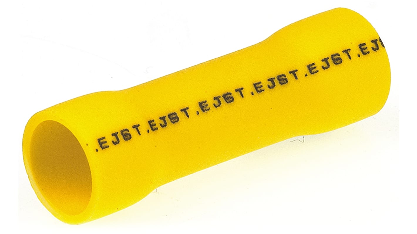 JST, FVC Butt Splice Connector, Yellow, Insulated 12 → 10 AWG