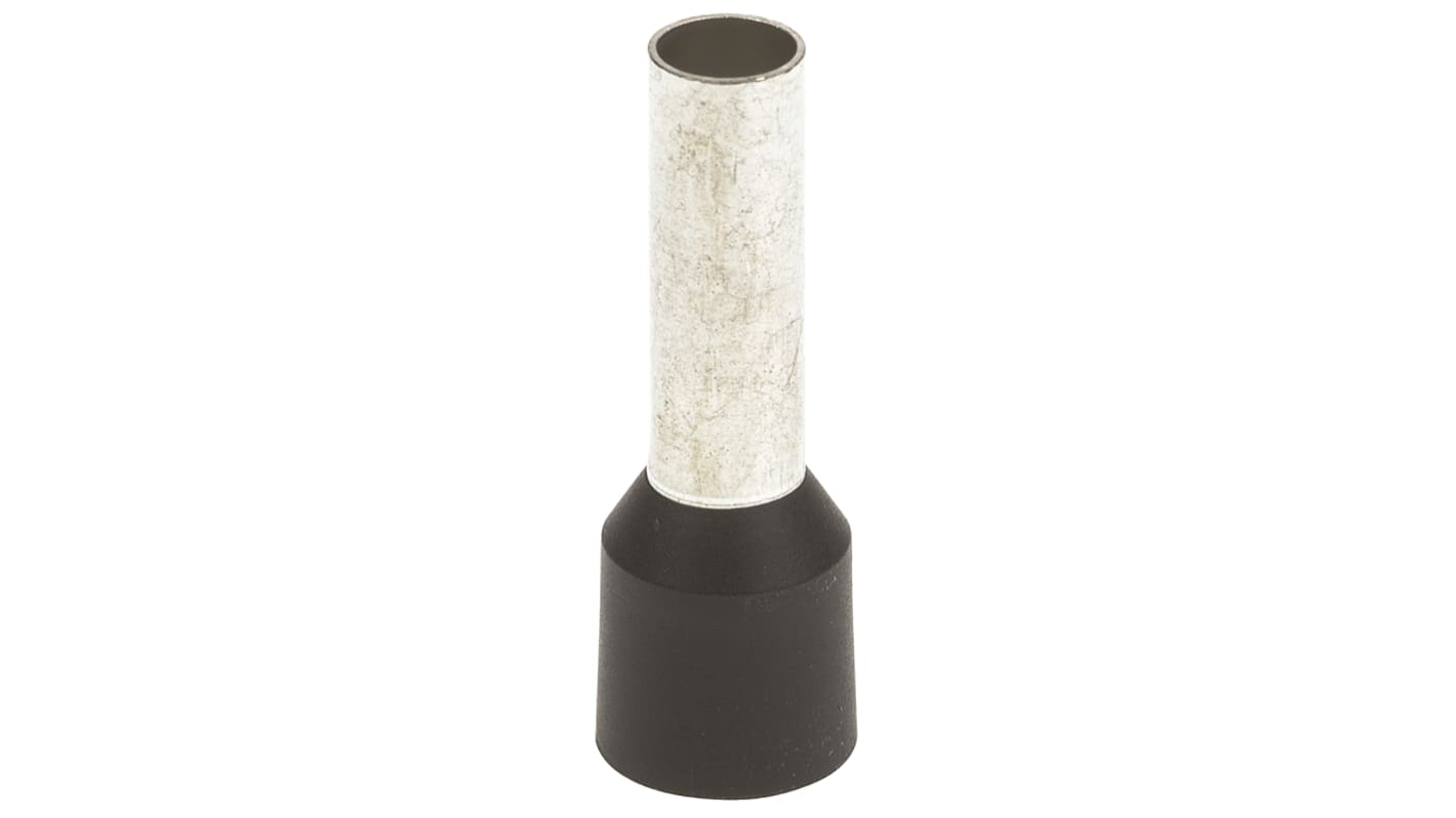 JST, GWE Insulated Crimp Bootlace Ferrule, 12mm Pin Length, 3.5mm Pin Diameter, 6mm² Wire Size, Black