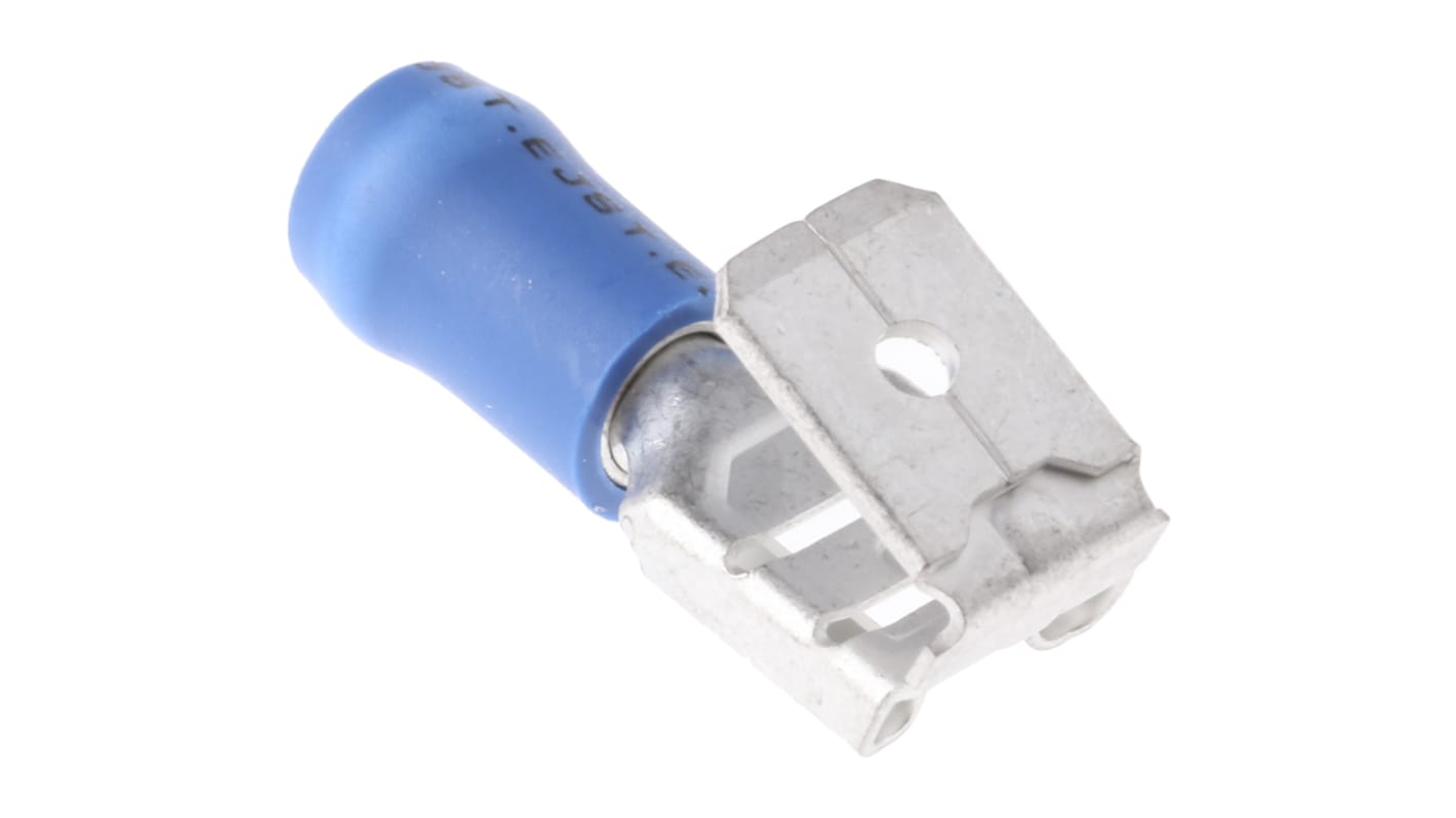 JST FVDDFM Blue Insulated Female Spade Connector, Piggyback Terminal, 6.3 x 0.8mm Tab Size, 1mm² to 2.6mm²