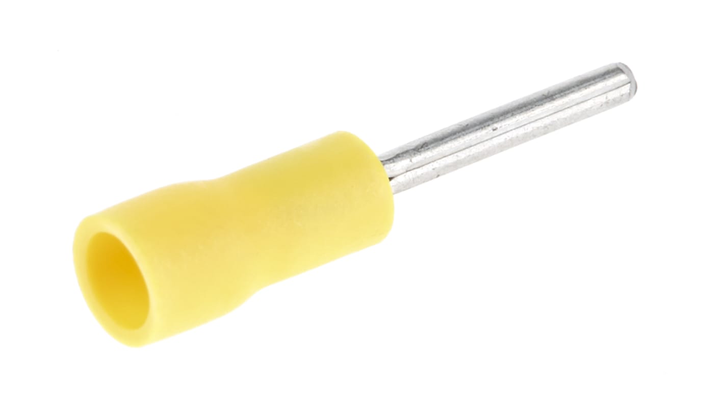 JST, FVPC Insulated Crimp Pin Connector, 0.2mm² to 0.5mm², 26AWG to 22AWG, 1.2mm Pin Diameter, 10mm Pin Length, Yellow