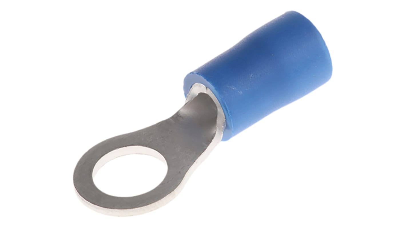 JST, FV Insulated Ring Terminal, 5mm Stud Size, 1mm² to 2.6mm² Wire Size, Blue