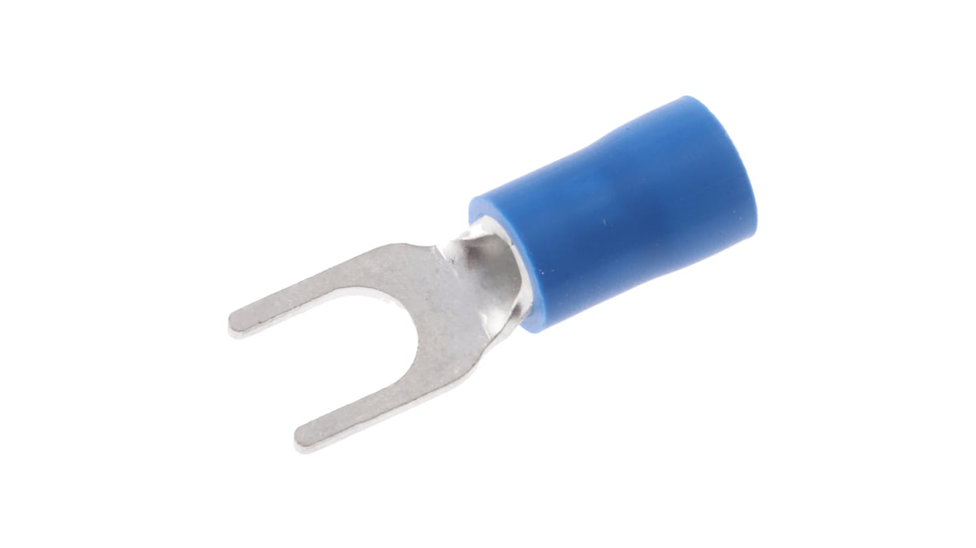 JST Crimp Spade Connector, 1mm² to 2.6mm², 16AWG to 14AWG, 4mm Stud Size Vinyl, Blue