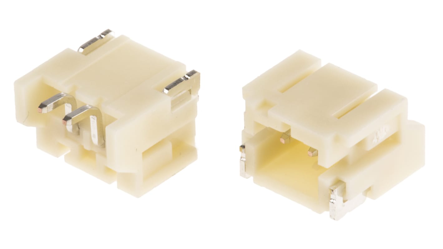 JST 2p单排排针 直角线对板连接器, 2.0mm间距, 2.0A, 100.0 V, SMT安装, PH系列