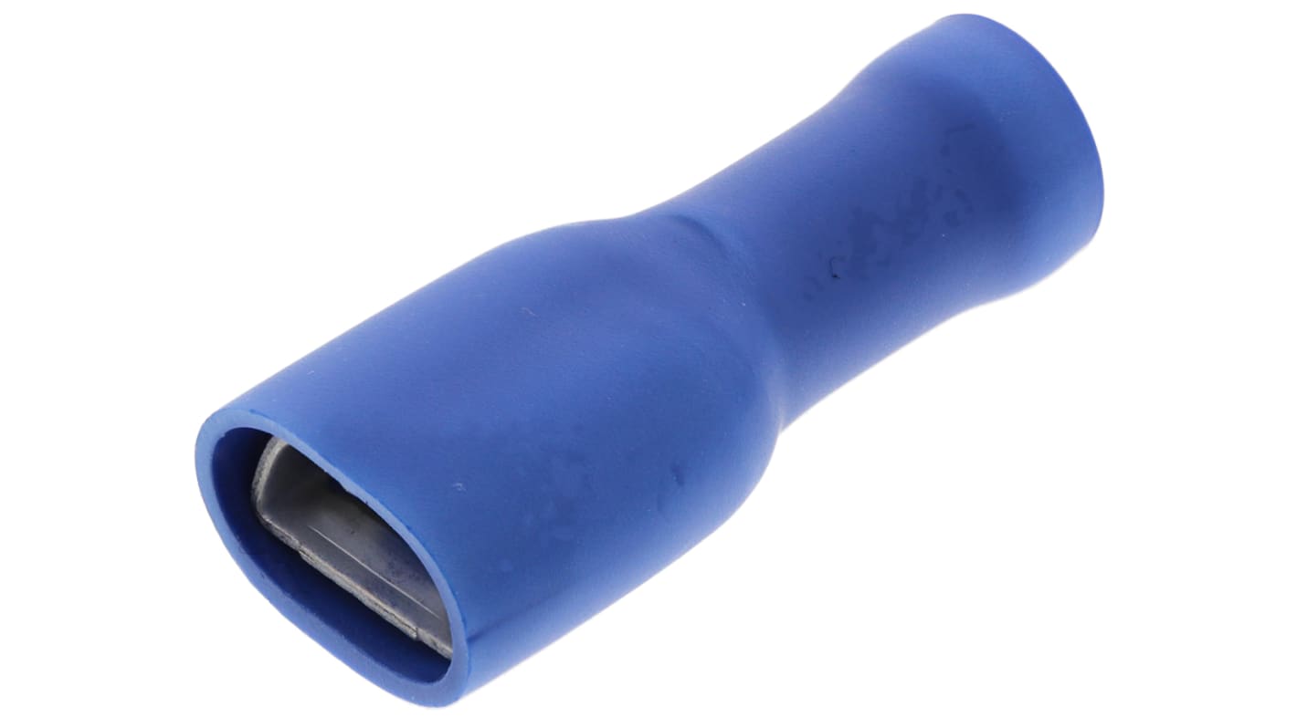 JST FLVDDF Blue Insulated Female Spade Connector, Receptacle, 6.35 x 0.8mm Tab Size, 1mm² to 2.6mm²