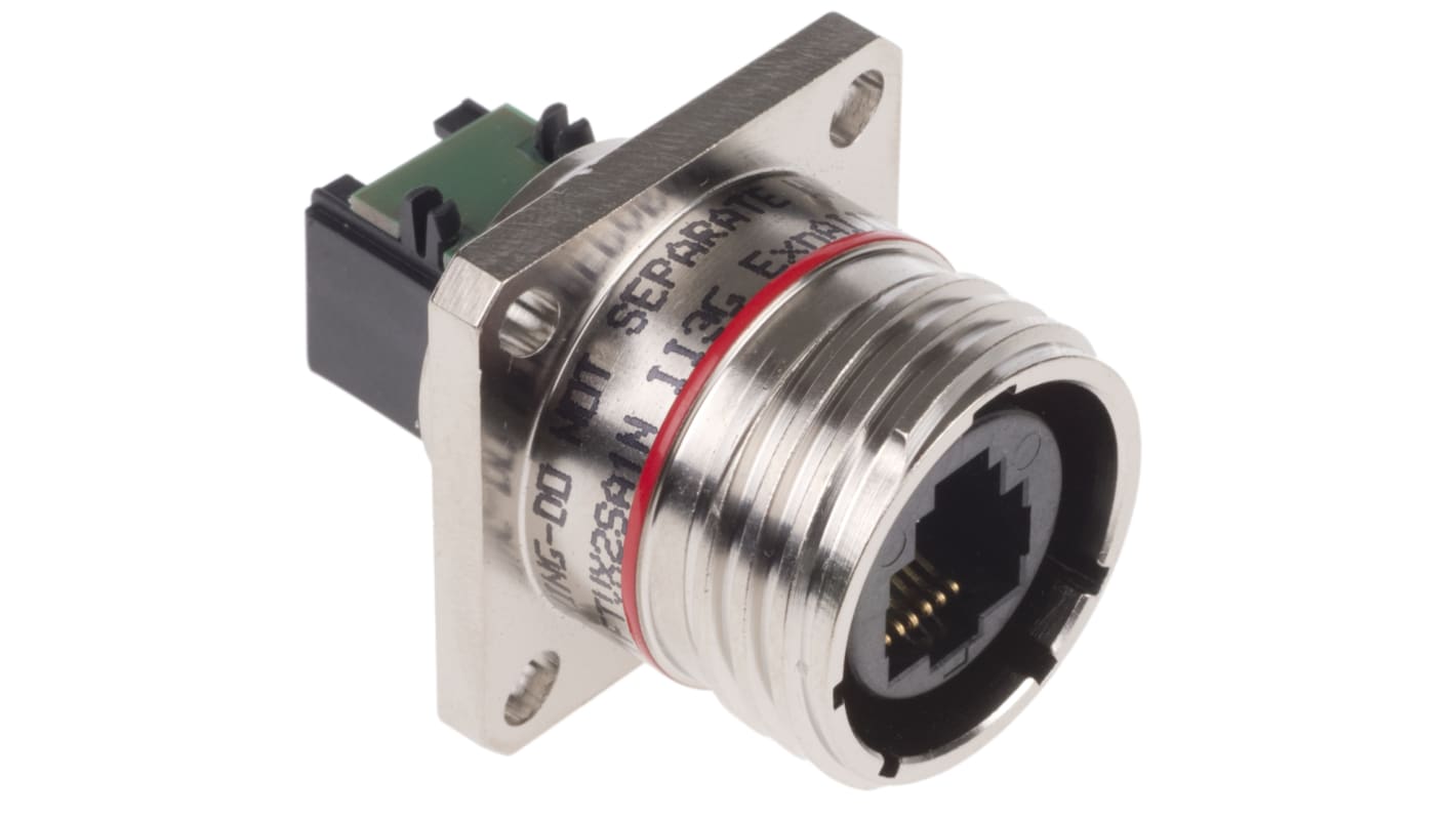 Amphenol Socapex RJ11FTV Series Female RJ11 Connector, Panel Mount Straight 1 Port 8 -Way