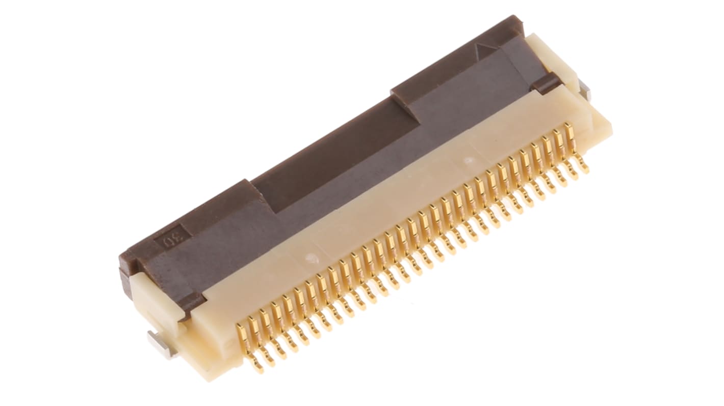 Hirose FPC连接器, 母座, 30p, 0.5mm间距, 单排, SMT安装, 直角, 500mA, 50 V 交流, FH12系列
