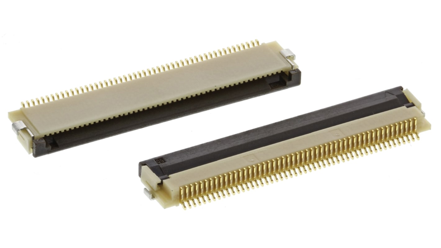 Hirose, FH12 0.5mm Pitch 50 Way Right Angle Female FPC Connector, ZIF  Bottom Contact