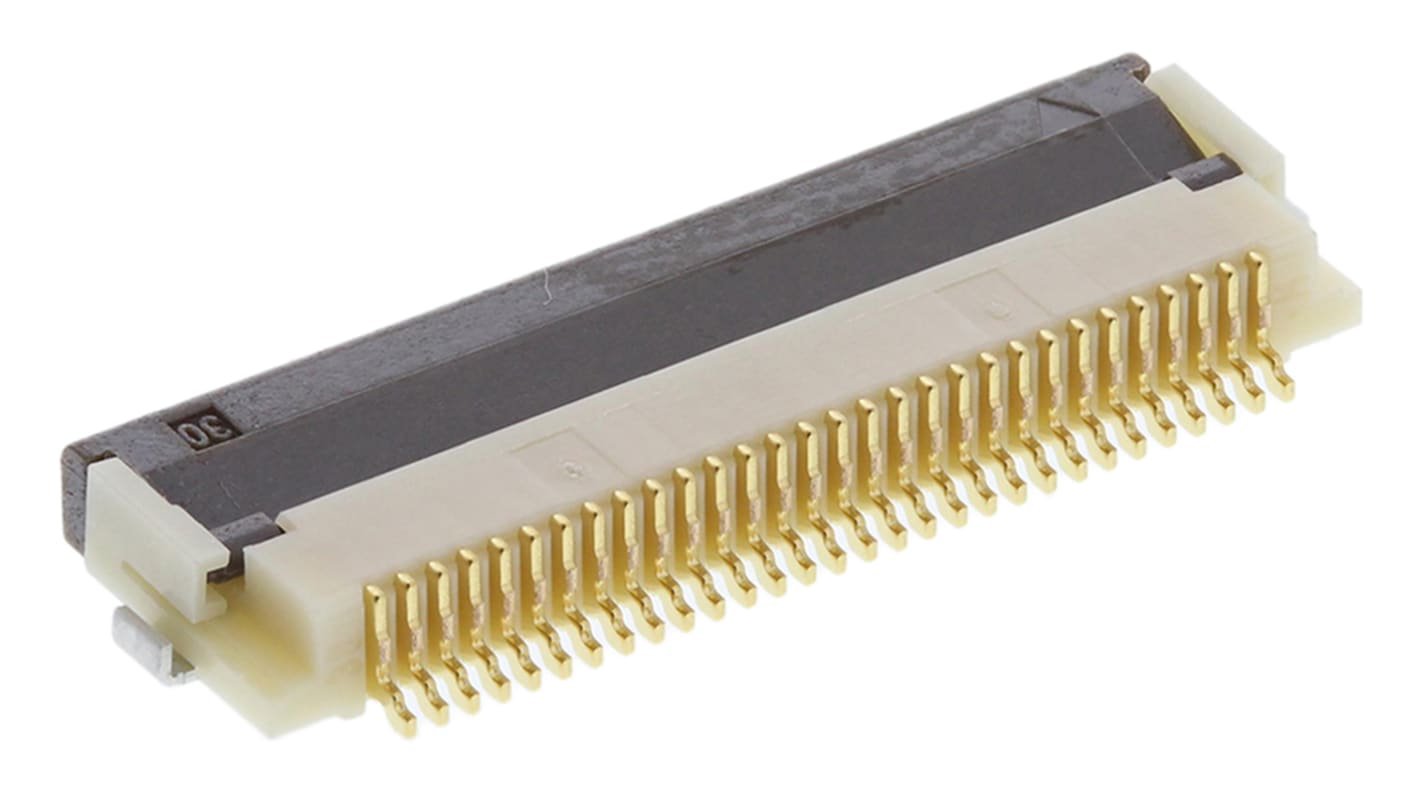 Hirose, FH12 0.5mm Pitch 30 Way Right Angle Female FPC Connector, ZIF Bottom Contact