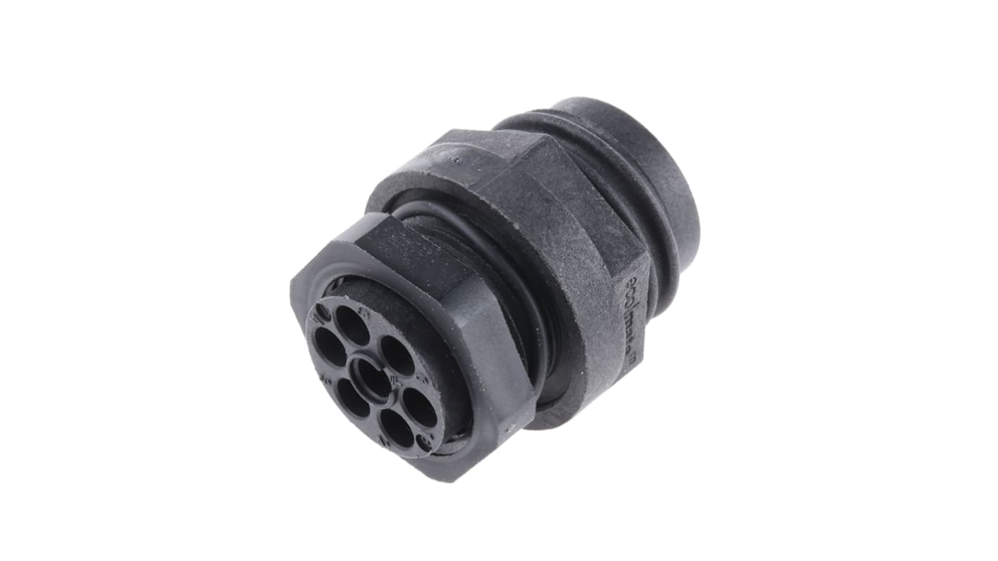 Amphenol Circular Connector, 6 + PE Contacts, Panel Mount, Socket, Male, IP67, Ecomate M HV Series