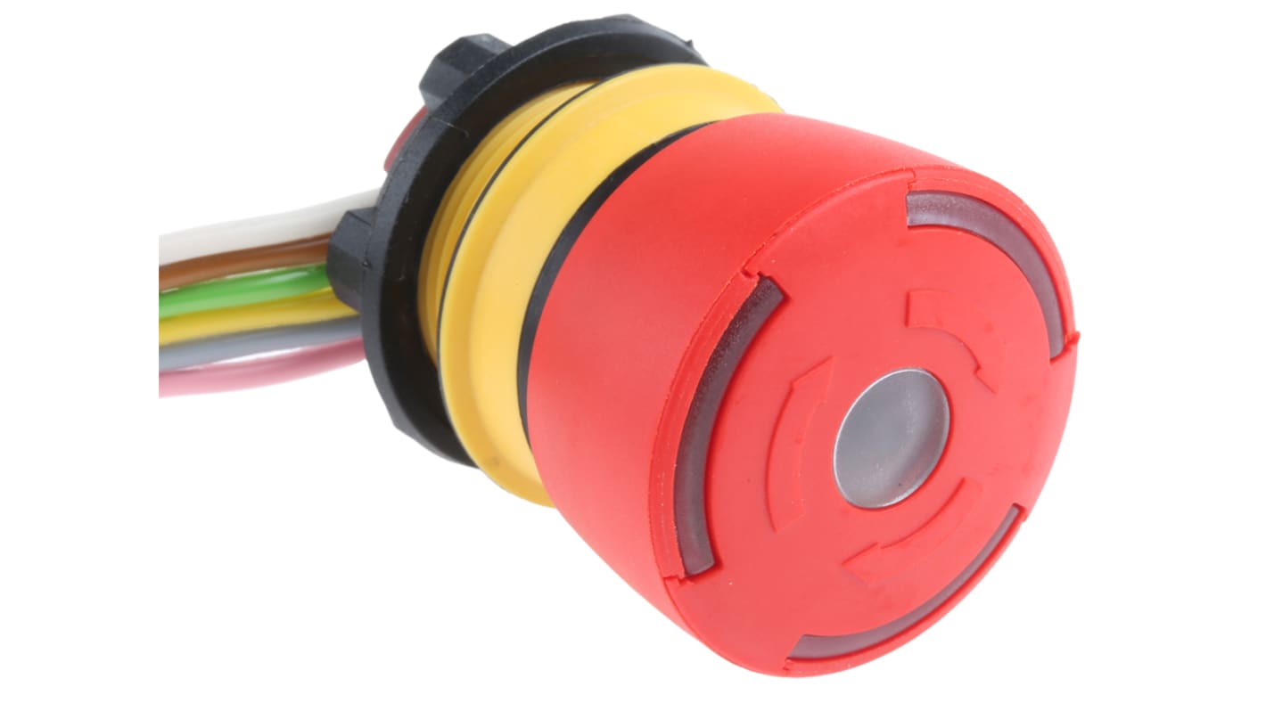 EAO 84 Series Twist Release Illuminated Emergency Stop Push Button, Panel Mount, 22.5mm Cutout, SPDT, IP65
