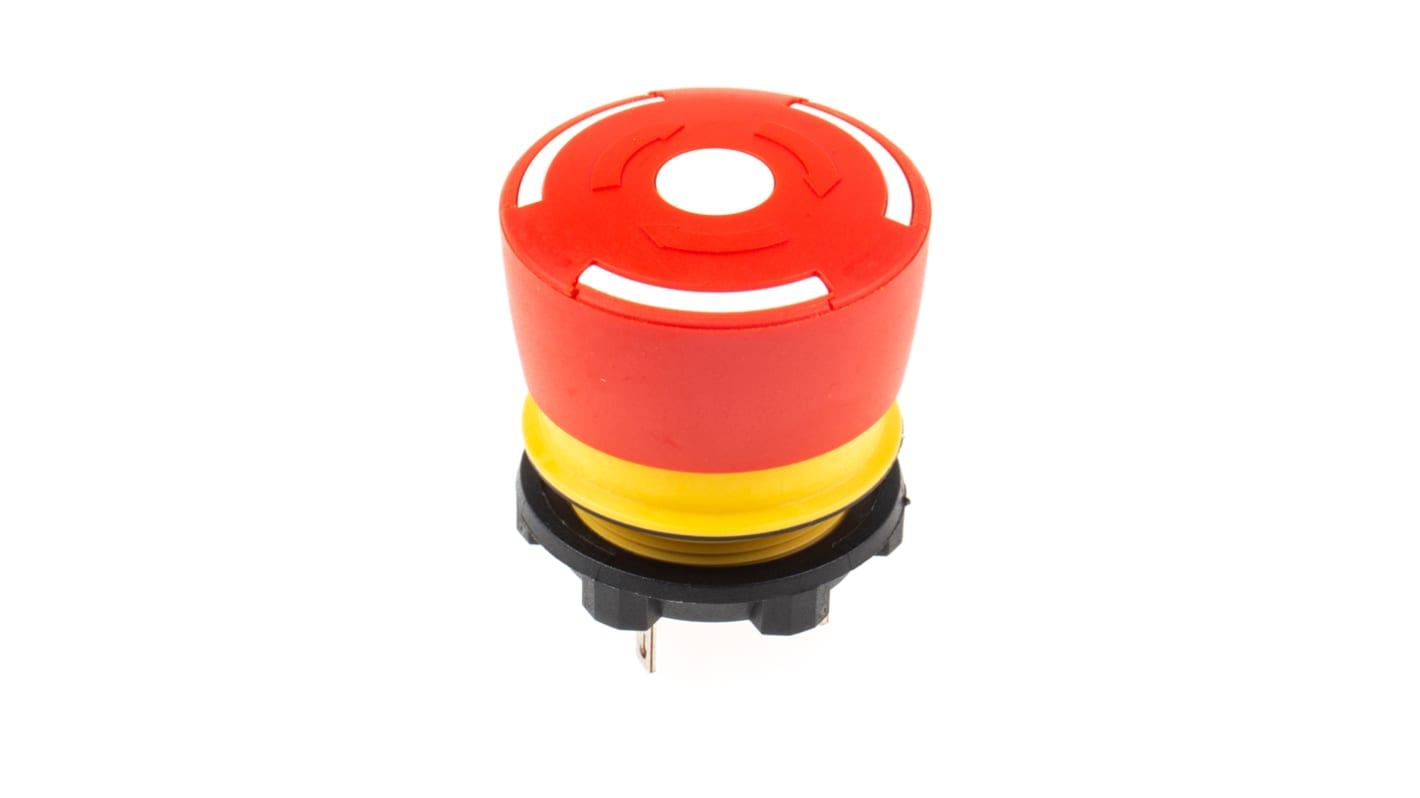 EAO 84 Series Twist Release Emergency Stop Push Button, Panel Mount, 22.5mm Cutout, 2NC, IP65