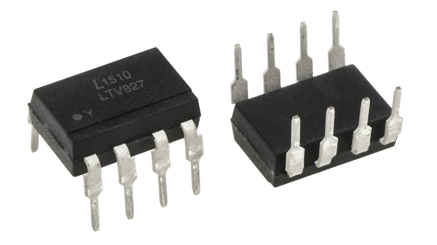 Lite-On, LTV-827 DC Input Transistor Output Dual Optocoupler, Through Hole, 8-Pin PDIP