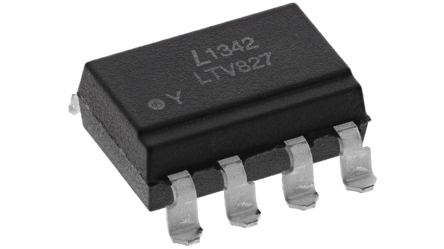 Lite-On, LTV-827S-TA1 DC Input Transistor Output Dual Optocoupler, Surface Mount, 8-Pin PDIP