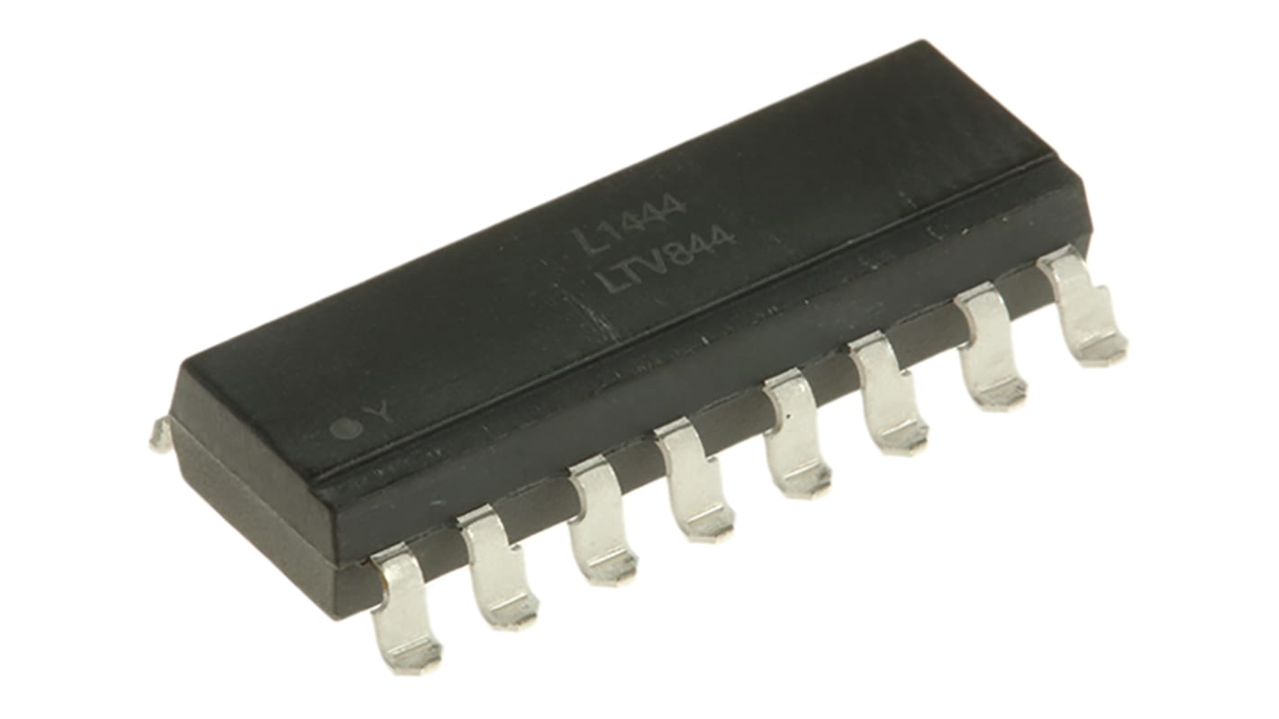 Lite-On, LTV-844S AC Input Transistor Output Quad Optocoupler, Surface Mount, 16-Pin PDIP