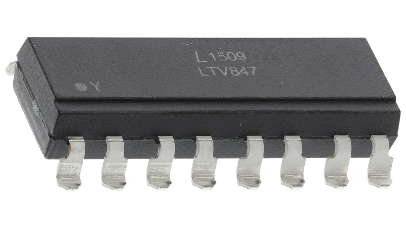 Lite-On, LTV-847S DC Input Transistor Output Quad Optocoupler, Surface Mount, 16-Pin PDIP