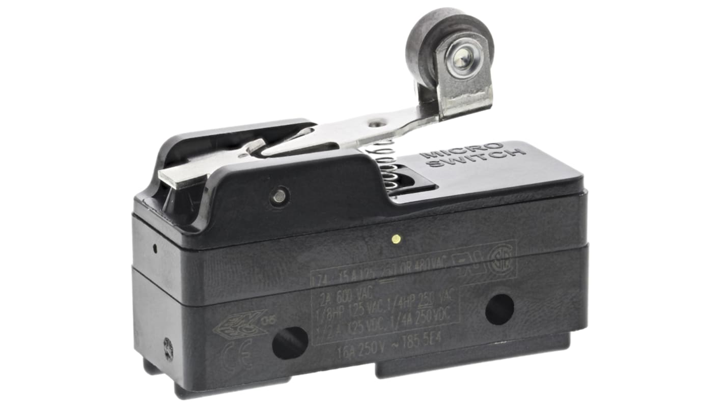 Honeywell BZ Series Roller Lever Limit Switch, SPDT, Plastic Housing, 250V ac Max, 15A Max