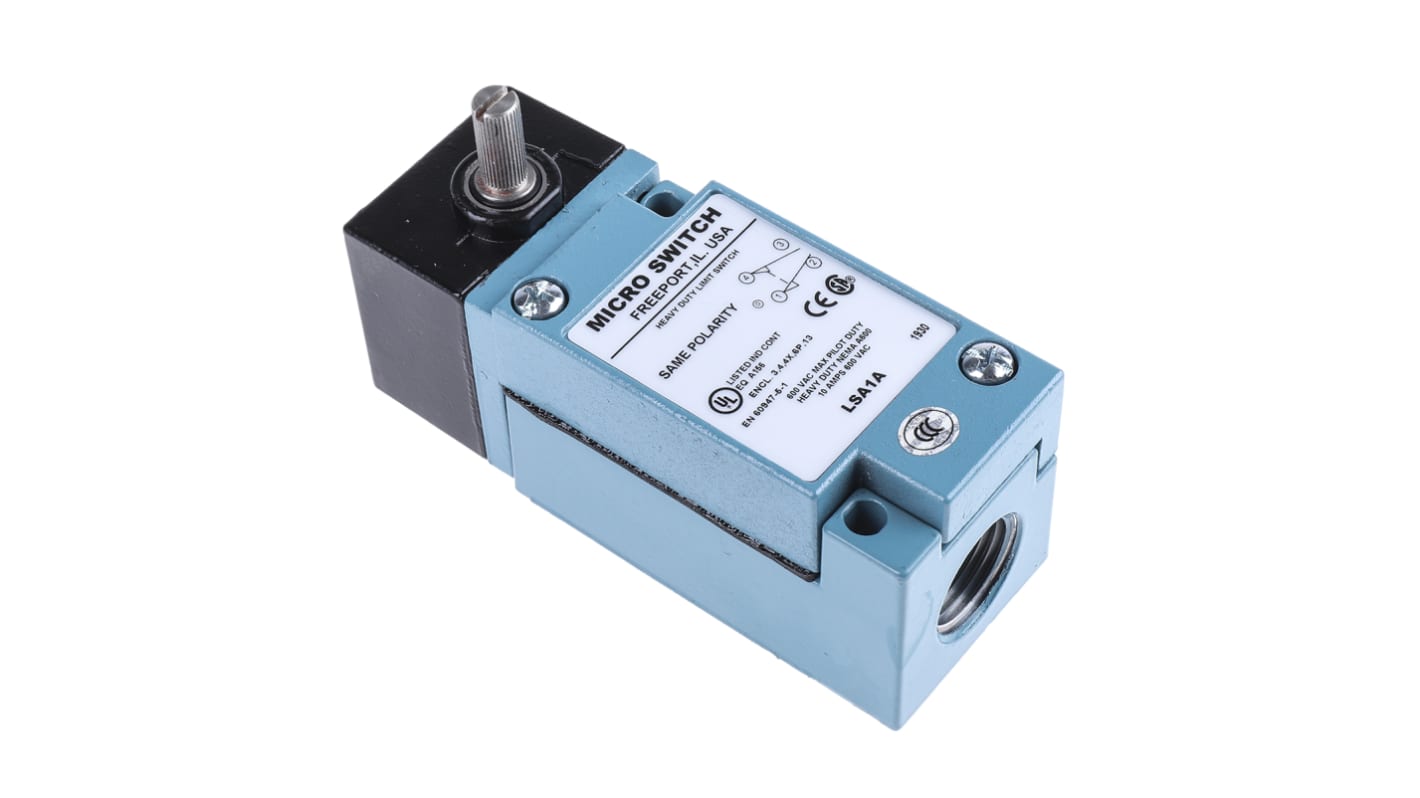 Honeywell HDLS Series Rotary Limit Switch, NO/NC, IP67, SPDT, Die Cast Zinc Housing, 600V ac Max, 10A Max