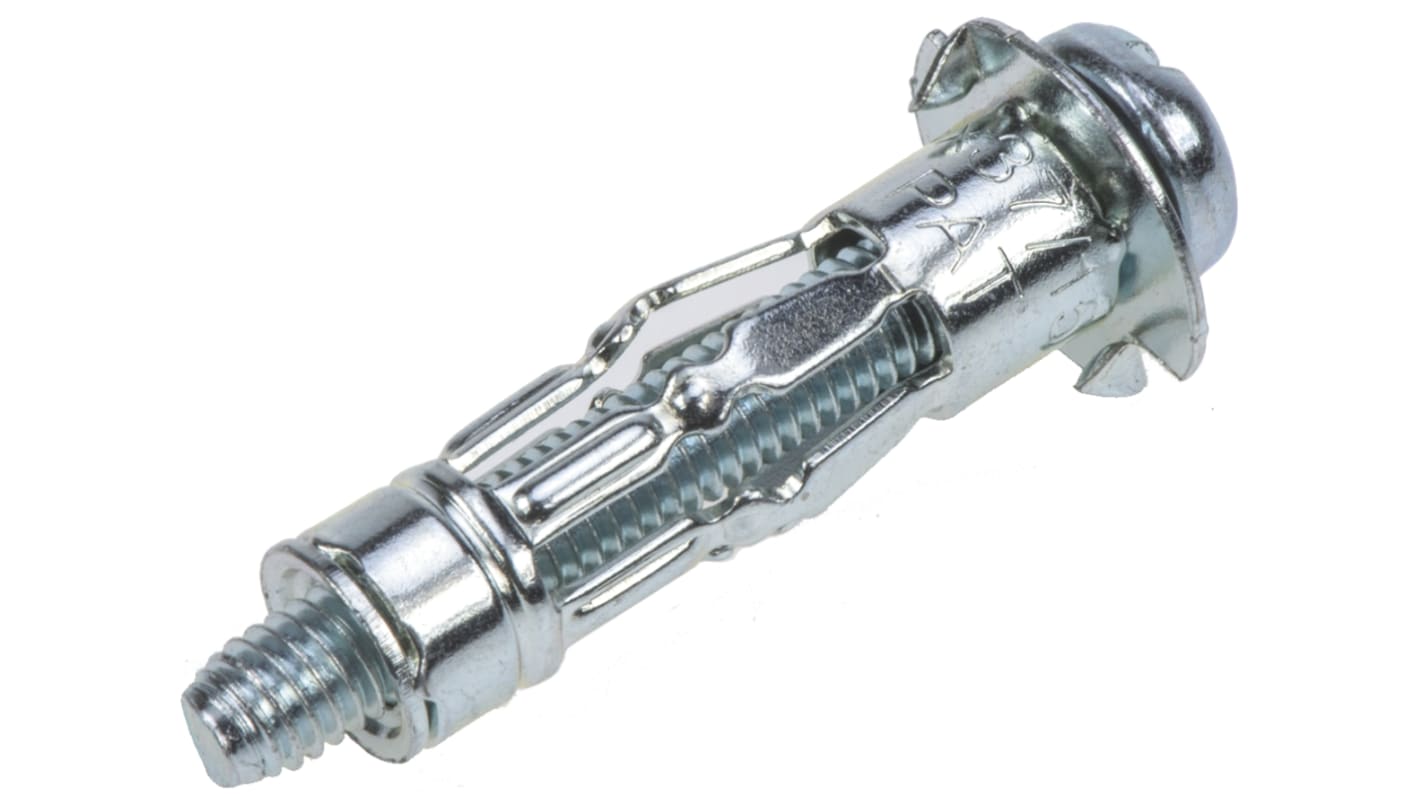 RawlPlug 钢制米字/一字盘头膨胀螺丝, 膨胀空腔墙壁固定件, 37mm长, 12mm固定孔直径