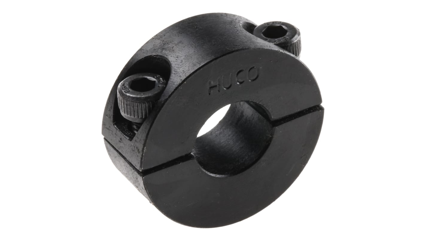 Huco Shaft Collar, Two Piece, Clamp Screw, Bore 12mm, OD 28mm, W 11mm, Steel