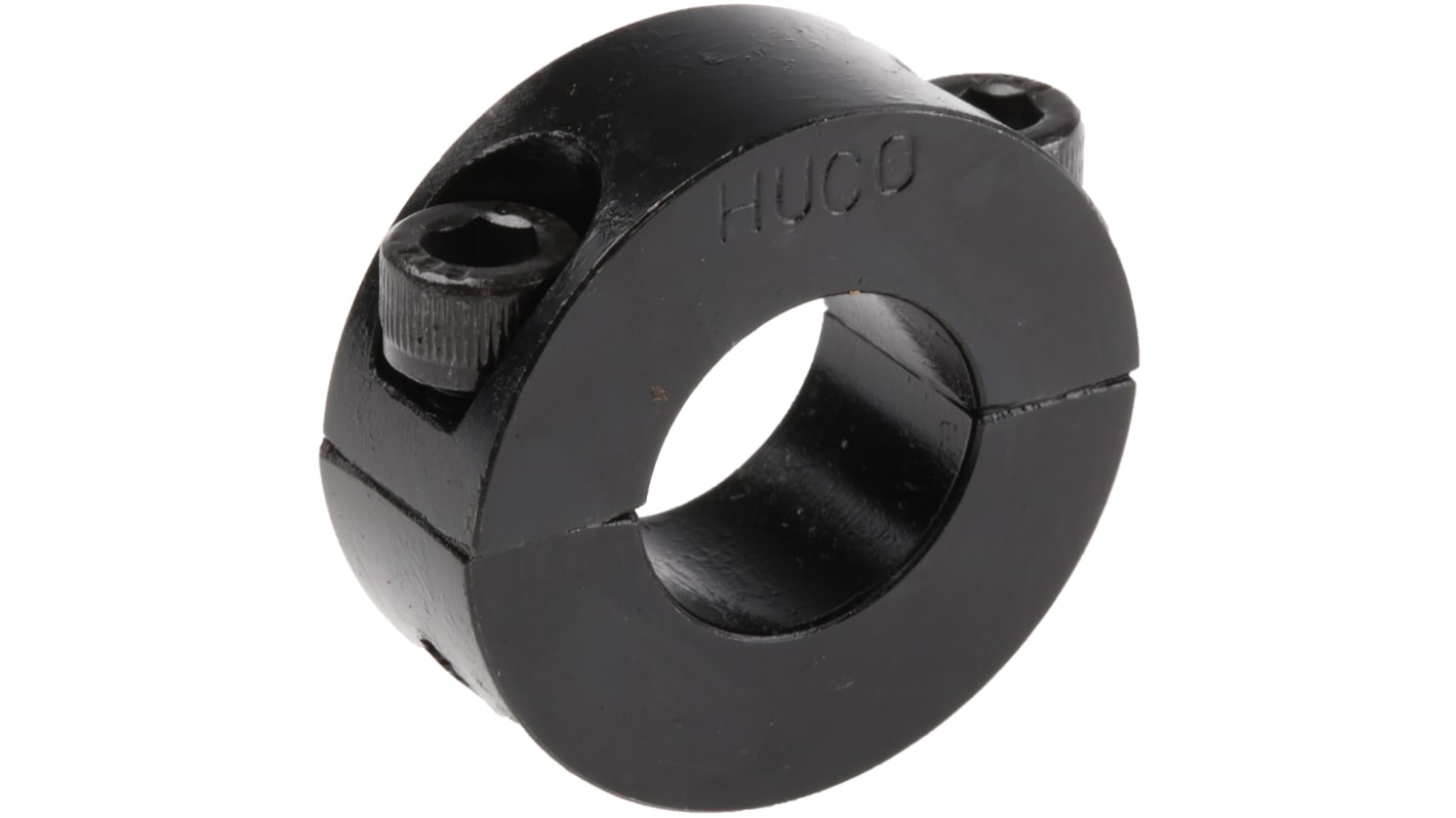Huco Shaft Collar, Two Piece, Clamp Screw, Bore 20mm, OD 40mm, W 15mm, Steel