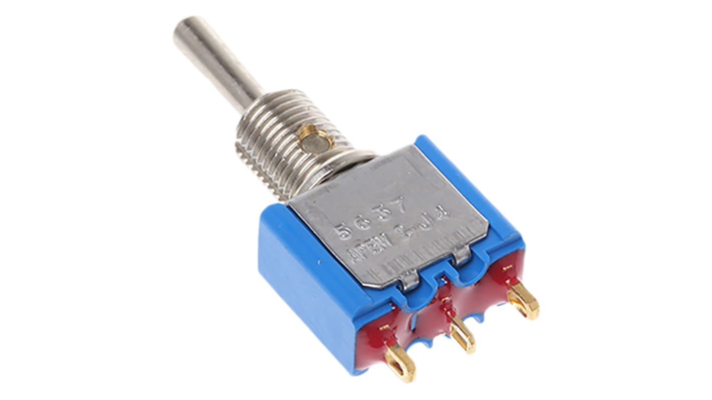 APEM Tafelmontage Kippschalter 1-poliger Ein/Ausschalter (Ein)-Aus-(Ein) 400 mA @ 20 V dc, Lötanschluss