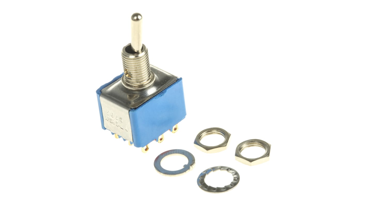 APEM Toggle Switch, Panel Mount, On-On, 3PDT, Solder Lug Terminal, 20V ac/dc