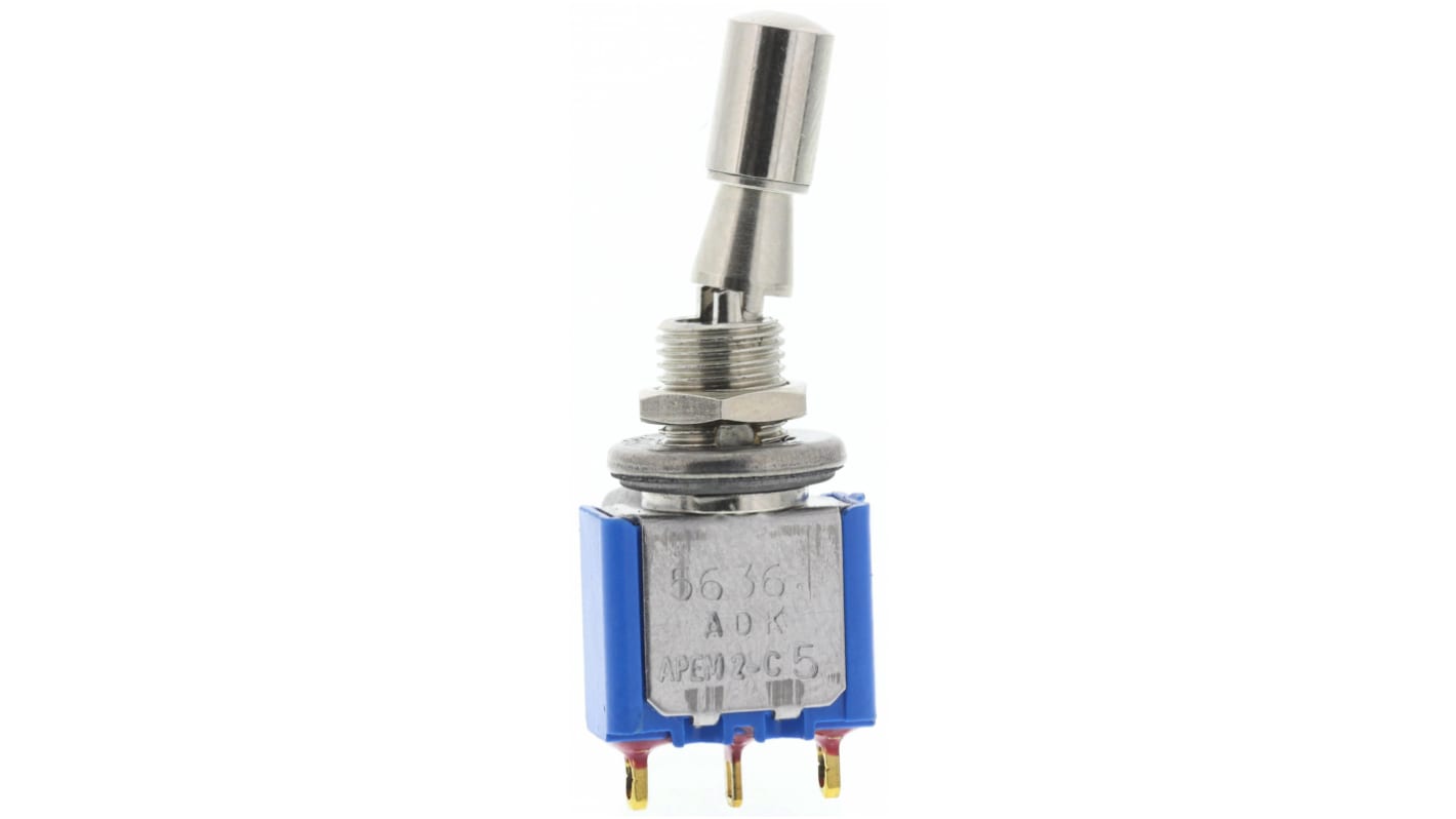 APEM Toggle Switch, Panel Mount, On-On, SPDT, Solder Lug Terminal, 30V dc
