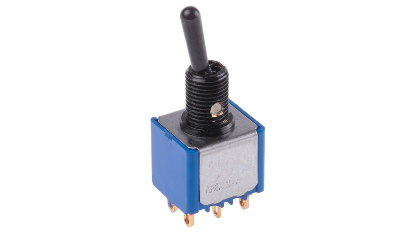 APEM トグルスイッチ, On-On, DPDT, 4 A @ 30 V dc, パネルマウント