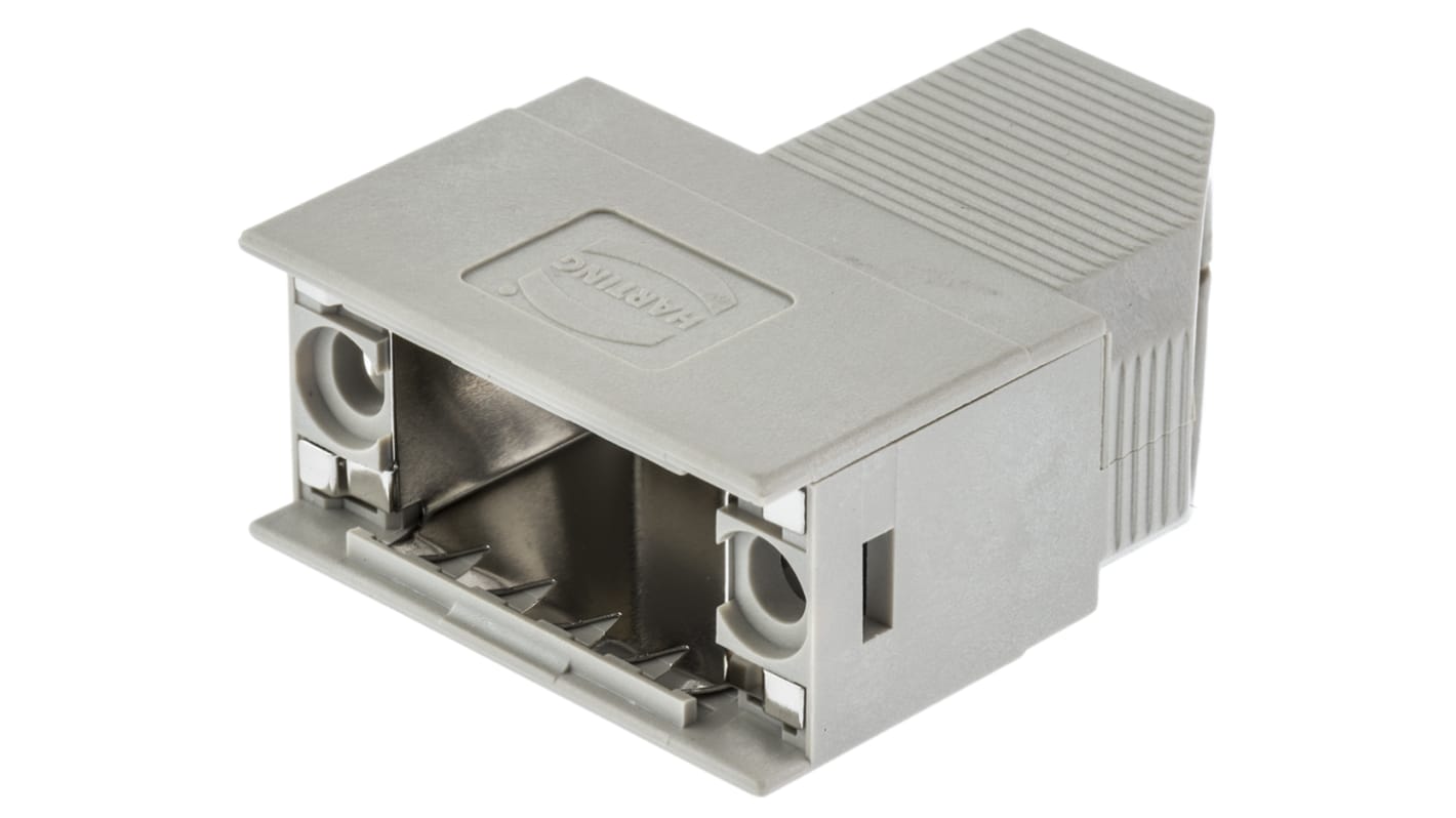 HARTING D-sub Series Polymer Right Angle D Sub Backshell, 9 Way, Strain Relief
