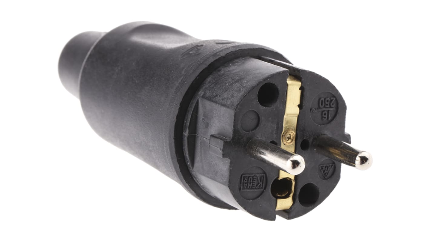 Kopp Black Cable Mount Mains Connector Plug, Rated At 16A, 250 V