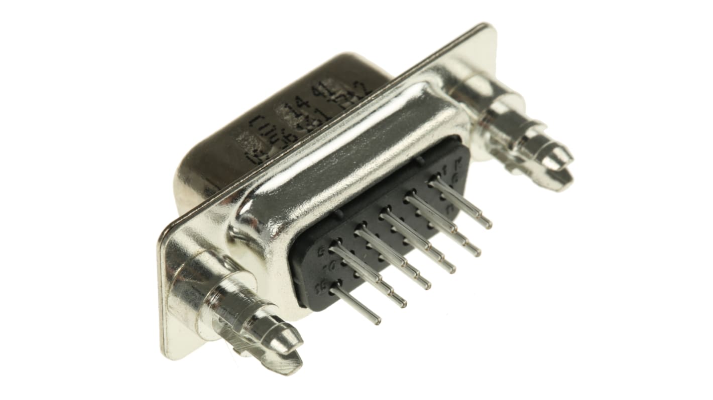HARTING 15 Way Through Hole D-sub Connector Plug, 2.29mm Pitch, with 4-40 UNC Threaded Inserts, Boardlocks