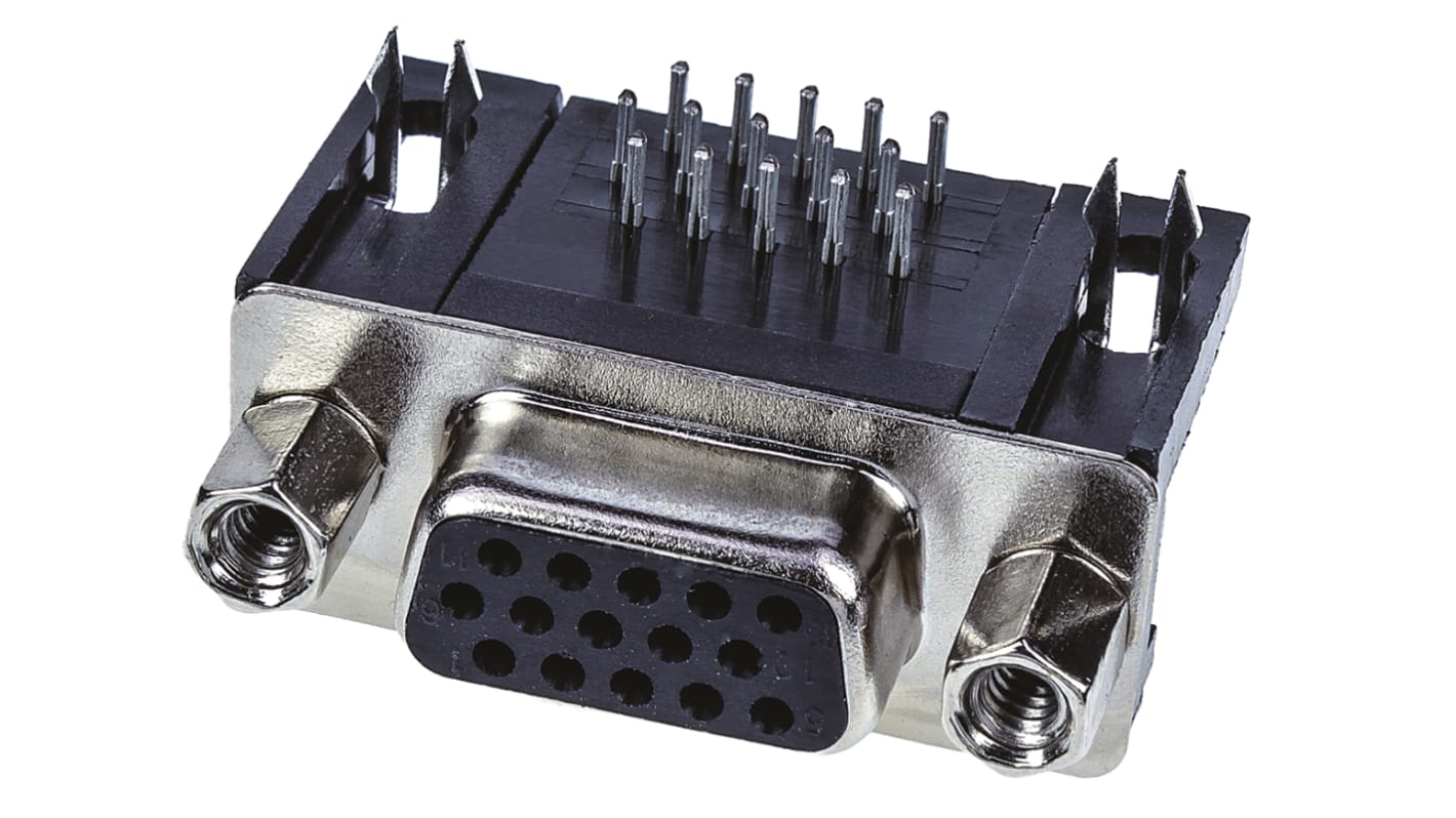 Conector D-sub HARTING, paso 2.29mm, Ángulo de 90° D-Sub de alta densidad, Montaje en orificio pasante, Hembra,