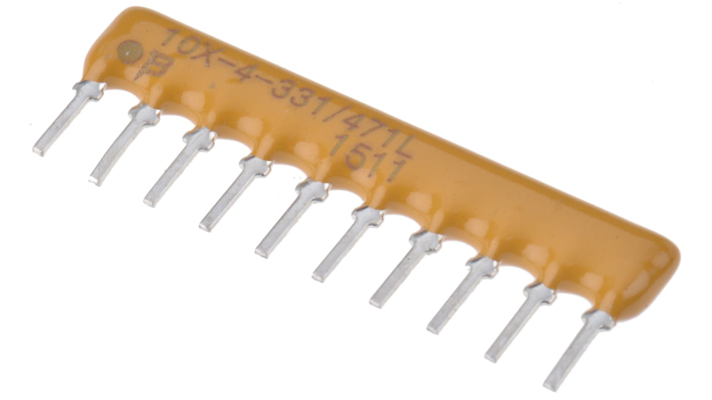 Bourns SIP直插排阻, 330Ω, 16个电阻, 1.25W, 10个端子, ±2%容差, 共形外壳, 4600X系列