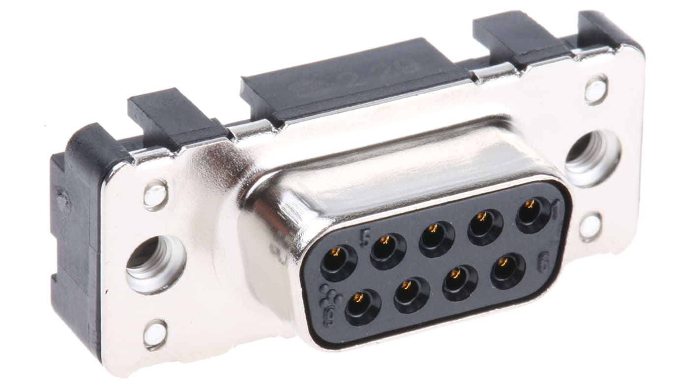 HARTING 9 Way Through Hole D-sub Connector Socket, 2.74mm Pitch, with 4-40 UNC, Threaded Insert