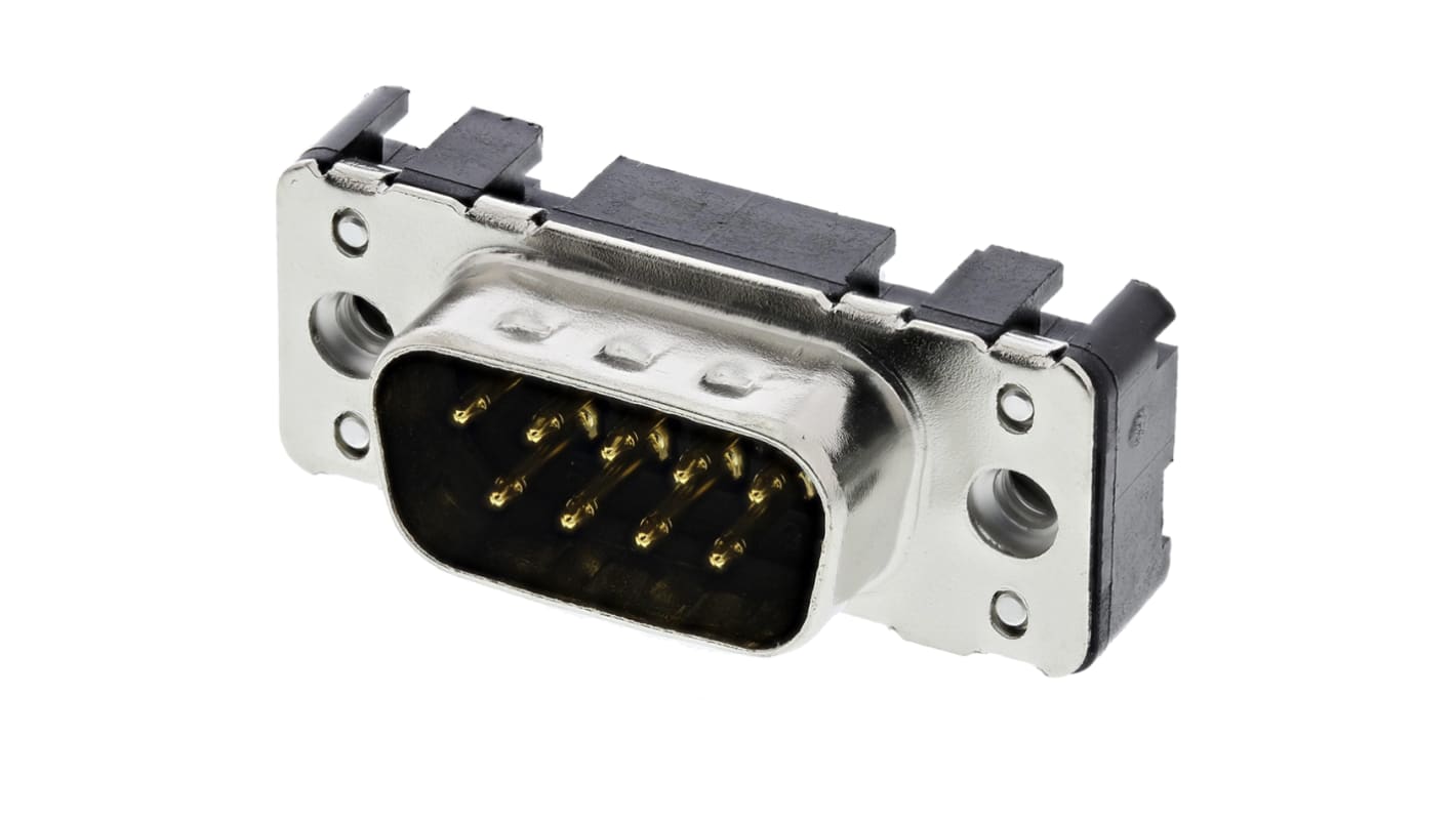HARTING 9 Way Through Hole D-sub Connector Plug, 2.74mm Pitch, with 4-40 UNC Threaded Inserts, Boardlocks