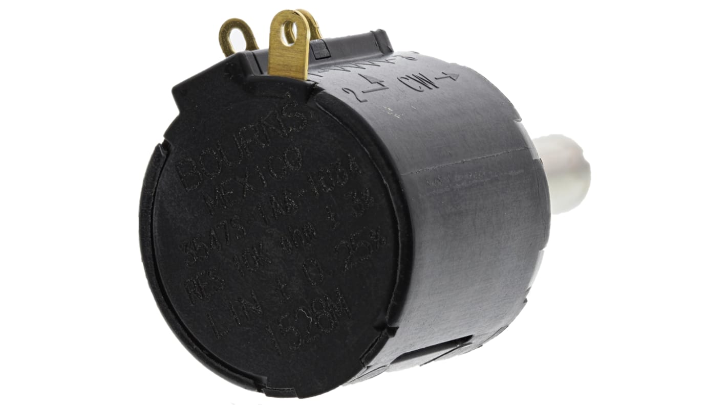 Bourns 3547 10kΩ Rotary Potentiometer 3-Turns 1-Gang Panel Mount, 3547S-1AA-103A