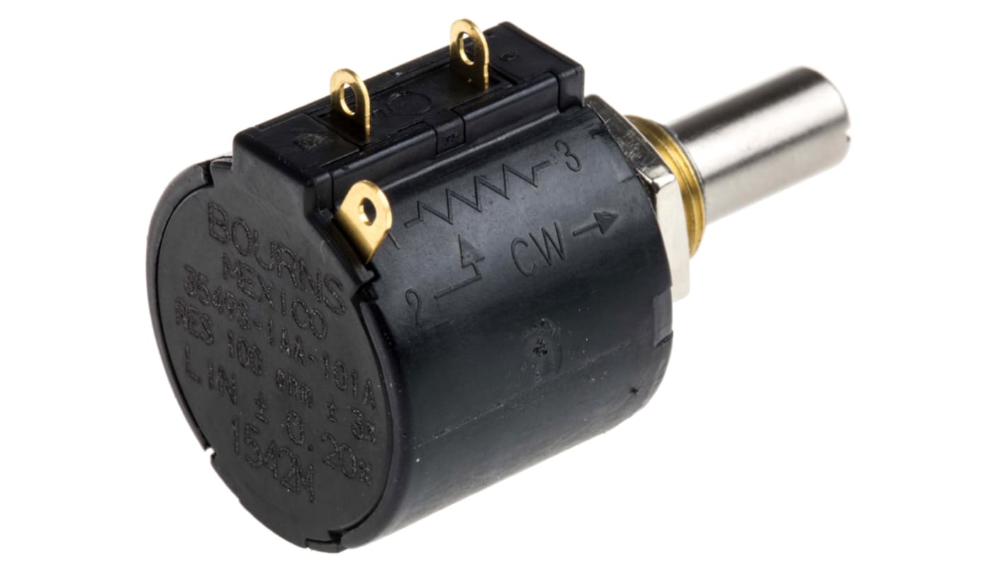 Potencjometr 100Ω typ Obrotowy Bourns średnica wału 6,35 mm 2W długość wału 20.6mm Montaż panelowy